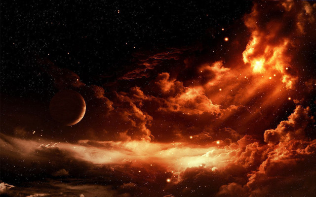 Orange cloud bright light half free wallpaper for desktop - medium preview image