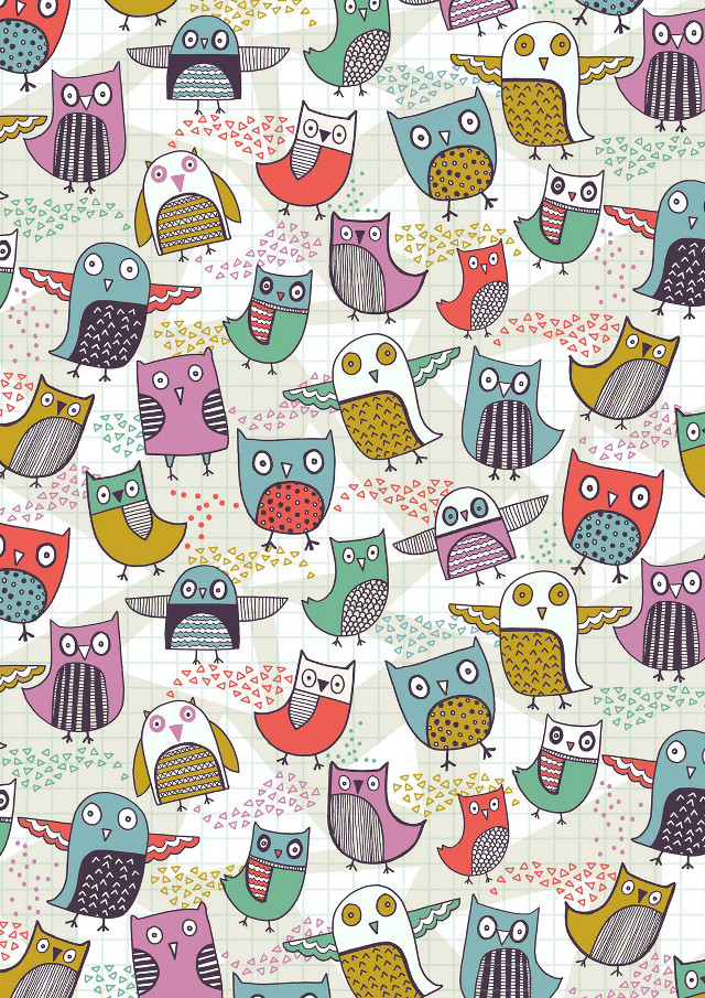 Colorful owl pattern checkered background free wallpaper for mobile - medium preview image