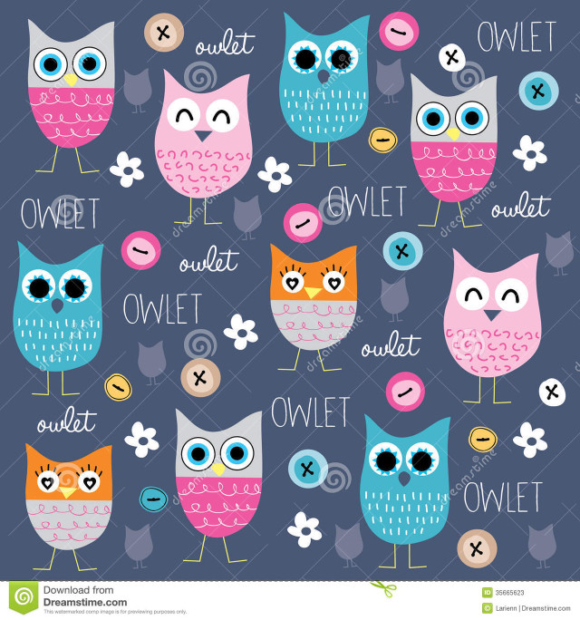 Owls flowers blue background pattern free wallpaper for tablet - medium preview image