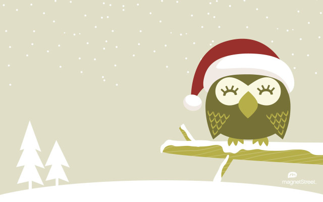 Christmas owl santa hat branch free wallpaper for desktop - medium preview image