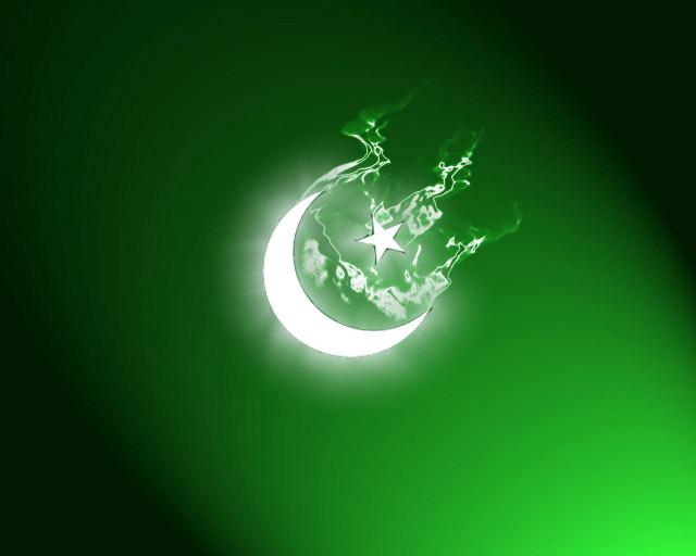 Green background crescent star white #2 free wallpaper for desktop - medium preview image