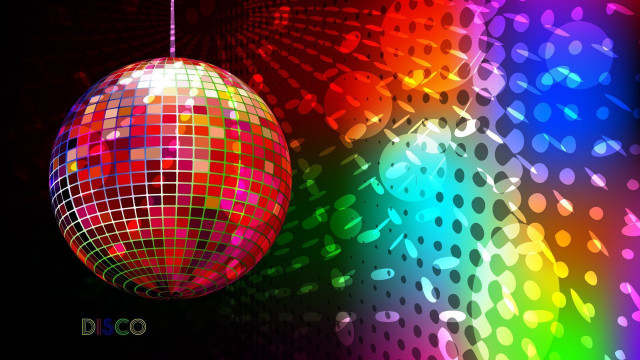 Disco ball hanging string rainbow free wallpaper for desktop - medium preview image