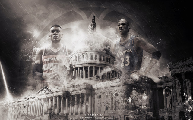 Basketball players rain smoke building free wallpaper for desktop - medium preview image