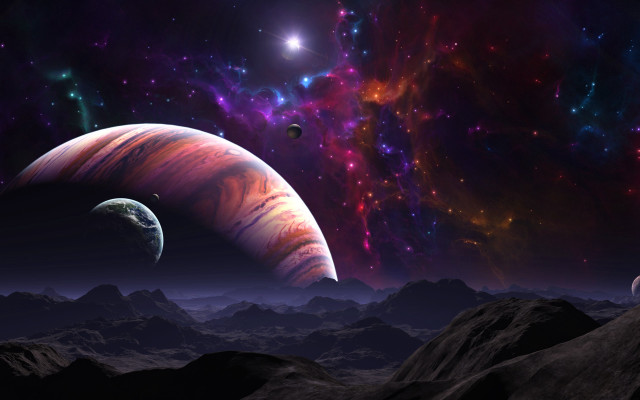 Space scene planets stars distant free wallpaper for desktop - medium preview image