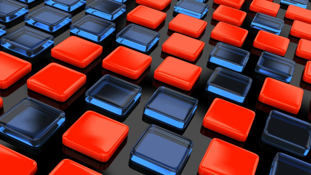 Red blue squares robot glowing free wallpaper for desktop - medium preview image