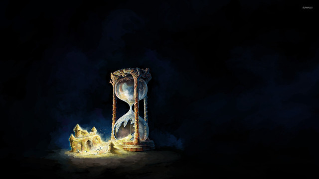 Clock tower light castle painting free wallpaper for desktop - medium preview image