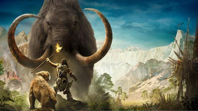 Man spear elephant bear forest free wallpaper for desktop - medium preview image