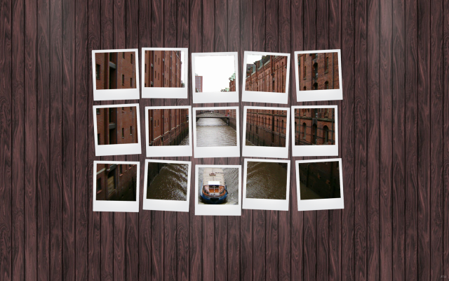 Boat canal buildings collage wooden free wallpaper for desktop - medium preview image