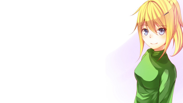 Green shirt ponytailed anime woman free wallpaper for desktop - medium preview image