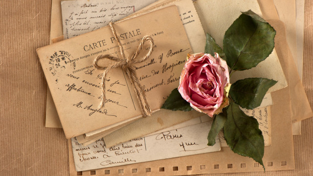 Pink rose paper ribbon writing free wallpaper for desktop - medium preview image