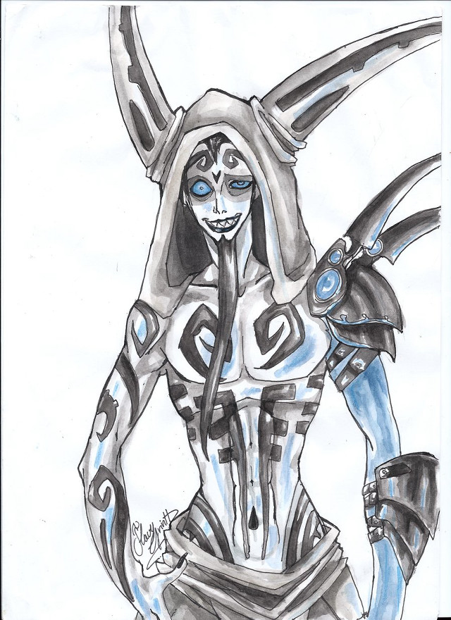 Woman horns hood sword drawing free wallpaper for mobile - medium preview image