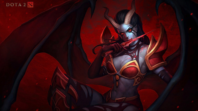 Woman horns sword demon outfit free wallpaper for desktop - medium preview image