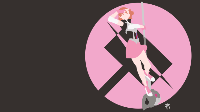 Pink hair woman pole minimalist free wallpaper for desktop - medium preview image