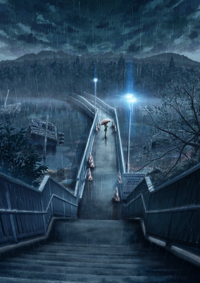 People walking stairway rain umbrellas free wallpaper for mobile - medium preview image