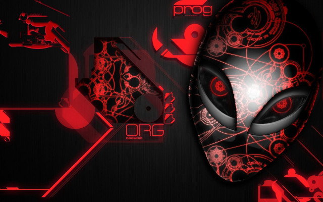 Red alien face black background free wallpaper for desktop - medium preview image