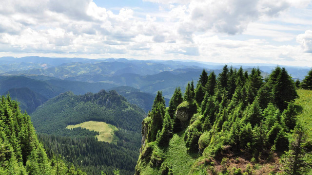 Valley trees mountains clouds sky #2 free wallpaper for desktop - medium preview image