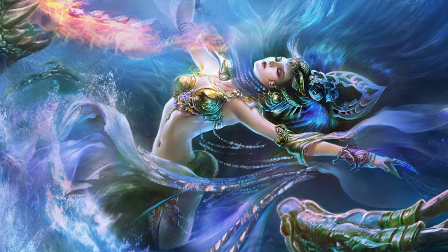 Woman dragon arm shoulder blue free wallpaper for desktop - medium preview image