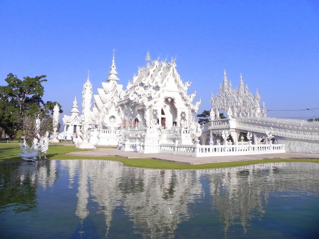 White building pond sky tilt free wallpaper for desktop - medium preview image