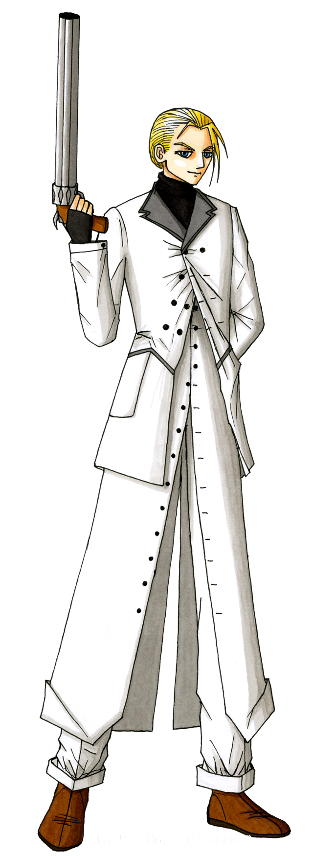 Man white coat gun cigarette free wallpaper for mobile - medium preview image