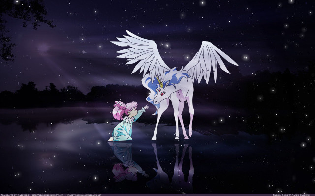 Little girl touching unicorn star free wallpaper for desktop - medium preview image