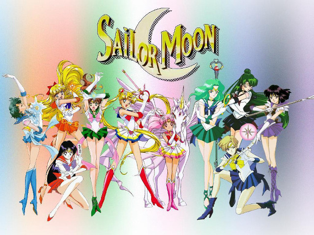 Sailor moon anime characters rainbow free wallpaper for desktop - medium preview image