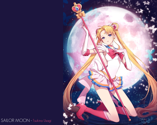 Blonde girl wand full moon free wallpaper for desktop - medium preview image