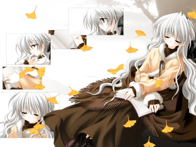 Woman long white hair chair free wallpaper for desktop - medium preview image