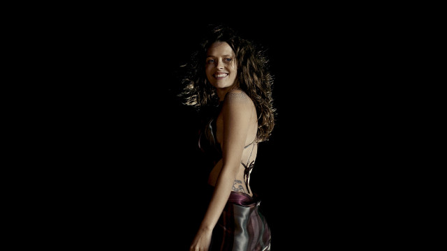 Woman dress walking dark smile free wallpaper for desktop - medium preview image