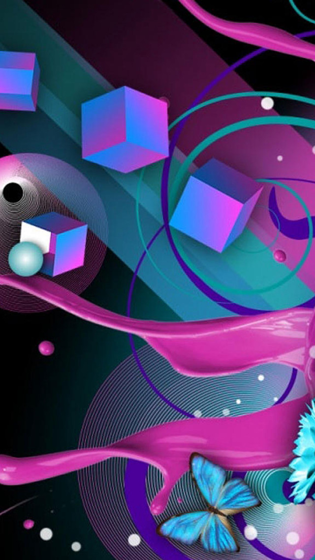 Colorful abstract background butterfly flower free wallpaper for mobile - medium preview image