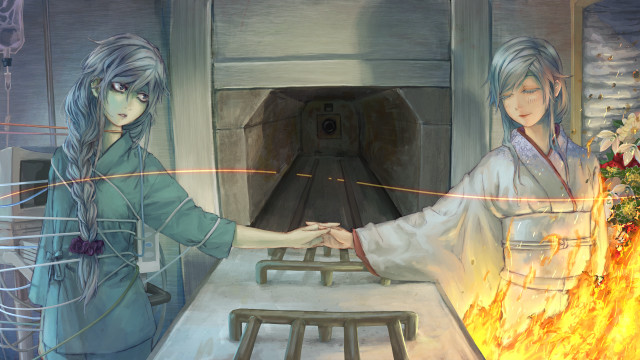 Women fireplace standing next to free wallpaper for desktop - medium preview image