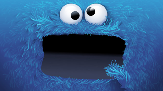 Blue monster big eyes black free wallpaper for desktop - medium preview image