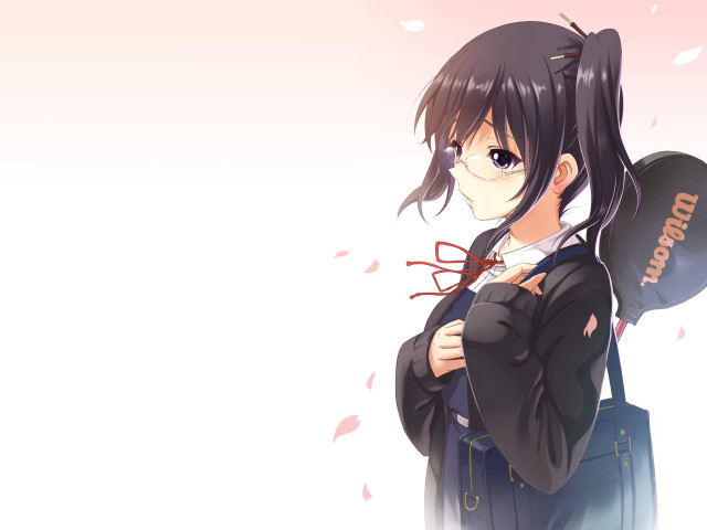 Girl black jacket bag ribbon free wallpaper for desktop - medium preview image