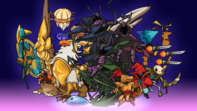 Cartoon characters grouped pile purple free wallpaper for desktop - medium preview image