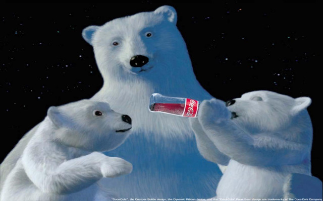 Polar bear cubs coke bottle free wallpaper for desktop - medium preview image