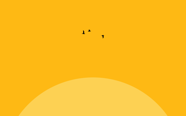 Yellow sky birds flying minimalist free wallpaper for desktop - medium preview image