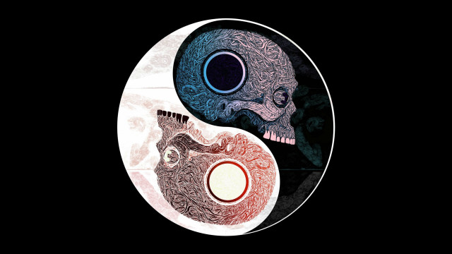 Yin yang skull human head free wallpaper for desktop - medium preview image