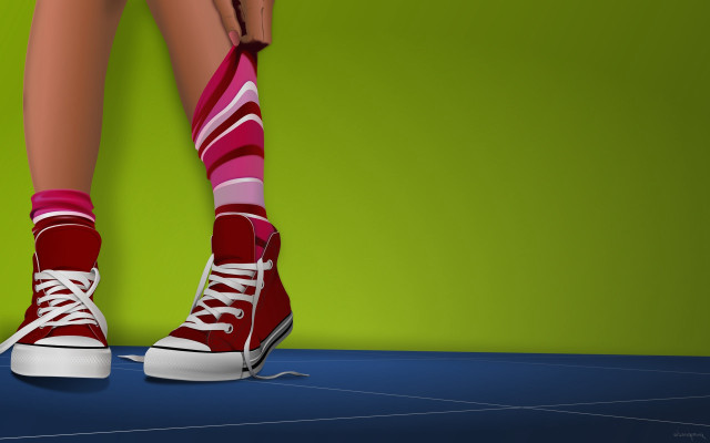 Red shoes striped socks blue free wallpaper for desktop - medium preview image