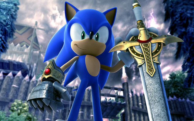 Sonic hedgehog sword castle sky free wallpaper for desktop - medium preview image