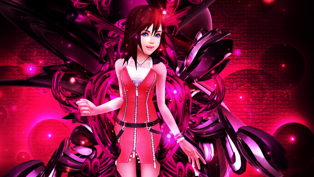 Woman red dress purple background free wallpaper for desktop - medium preview image