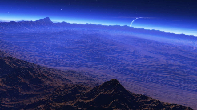 Mountain range distant object view free wallpaper for desktop - medium preview image