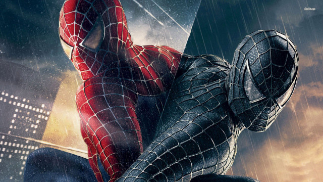 Spiderman rainy ledge fantastic realism free wallpaper for desktop - medium preview image