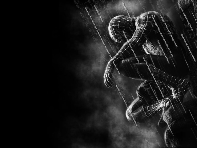 Spider man rain black white free wallpaper for desktop - medium preview image