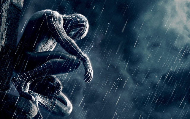 Spiderman rain moon city storm free wallpaper for desktop - medium preview image