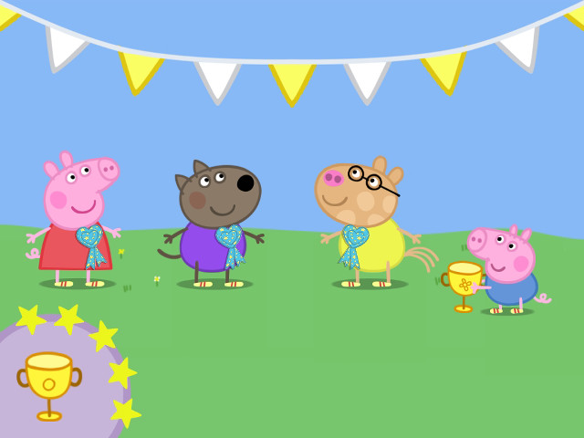 Peppa pig friends playing field free wallpaper for desktop - medium preview image