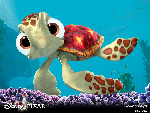 Cartoon turtle swimming ocean corals free wallpaper for desktop - medium preview image