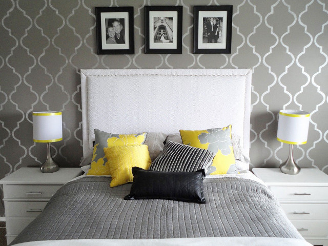 Bed white headboard yellow pillows #2 free wallpaper for desktop - medium preview image