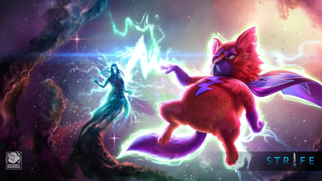 Cat flying lightning blue purple free wallpaper for desktop - medium preview image