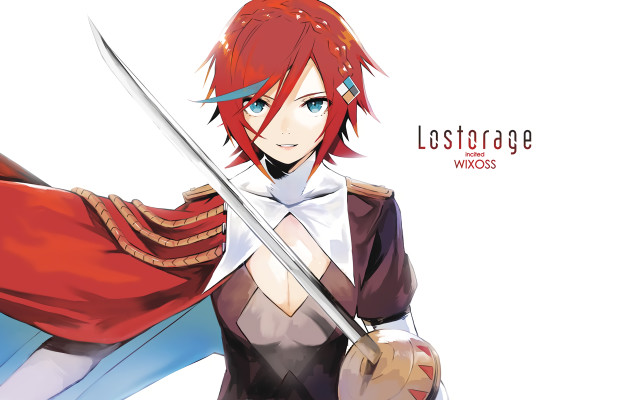 Woman red hair sword holding free wallpaper for desktop - medium preview image