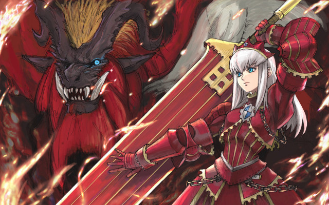 Woman red outfit sword demon #2 free wallpaper for desktop - medium preview image