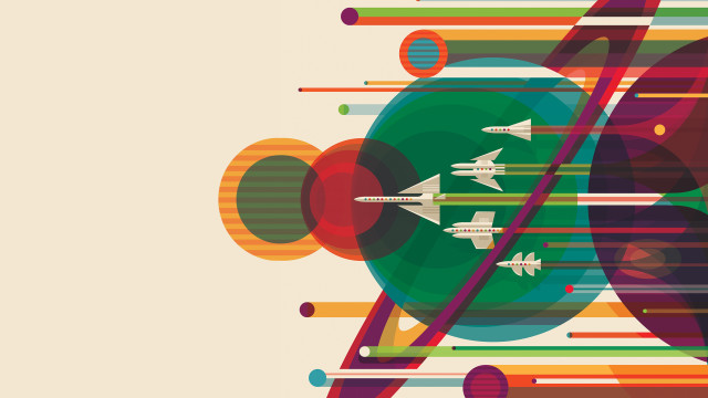 Colorful poster plane circle flying free wallpaper for desktop - medium preview image